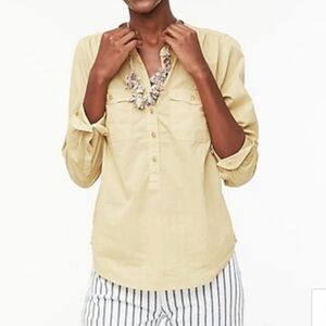 J Crew Reimagined Long Sleeve Lightweight Henley Top - Size Small - Yellow/Green